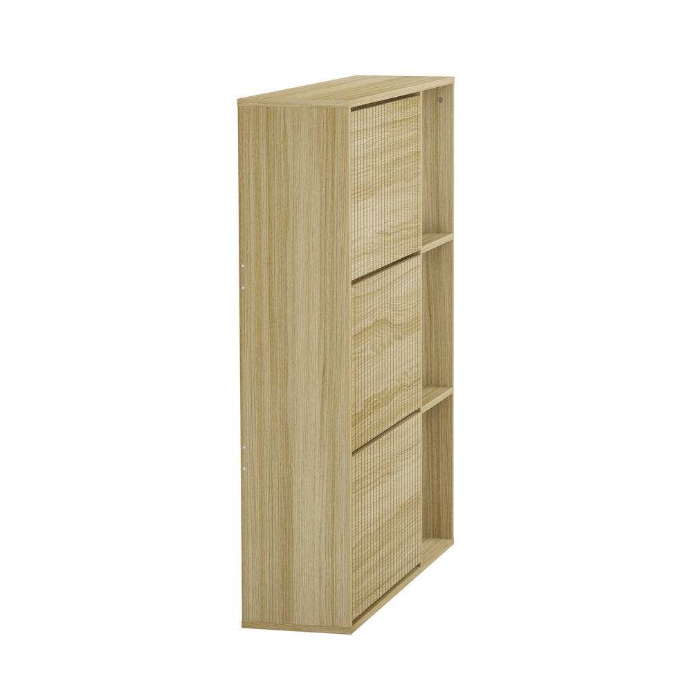 Oikiture Shoe Rack Storage Cabinet with Display Shelves Natural-Shoe Storage Cabinet-PEROZ Accessories
