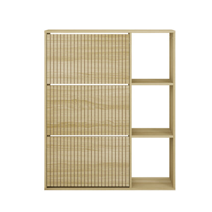 Oikiture Shoe Rack Storage Cabinet with Display Shelves Natural-Shoe Storage Cabinet-PEROZ Accessories