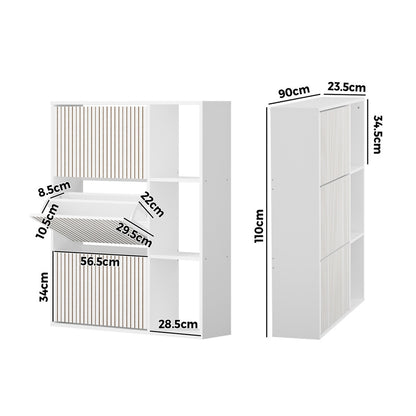 Oikiture Shoe Rack Storage Cabinet with Display Shelves White-Shoe Storage Cabinet-PEROZ Accessories