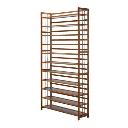 Oikiture Shoe Rack Storage Organizer 11 Shelves Bamboo Brown-Shoe Storage Cabinet-PEROZ Accessories