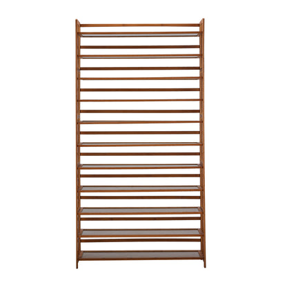 Oikiture Shoe Rack Storage Organizer 11 Shelves Bamboo Brown-Shoe Storage Cabinet-PEROZ Accessories