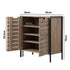 Oikiture Shoes Storage Cabinet 2 Slatted Doors 4 Shelves Brown-Shoe Storage Cabinet-PEROZ Accessories