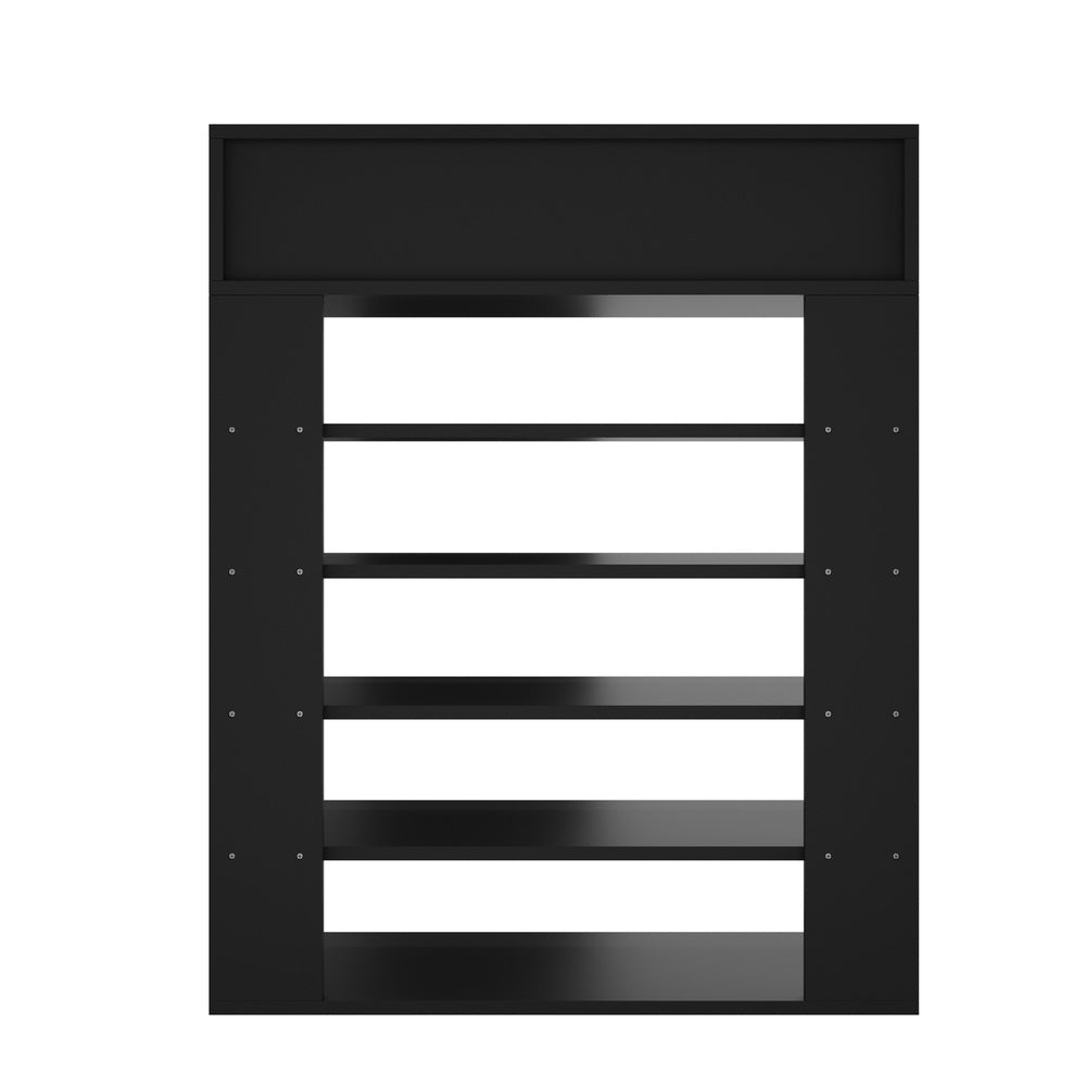 Oikiture Shoes Storage Rack 5-tier Shelves with Drawer Black-Shoe Storage Cabinet-PEROZ Accessories