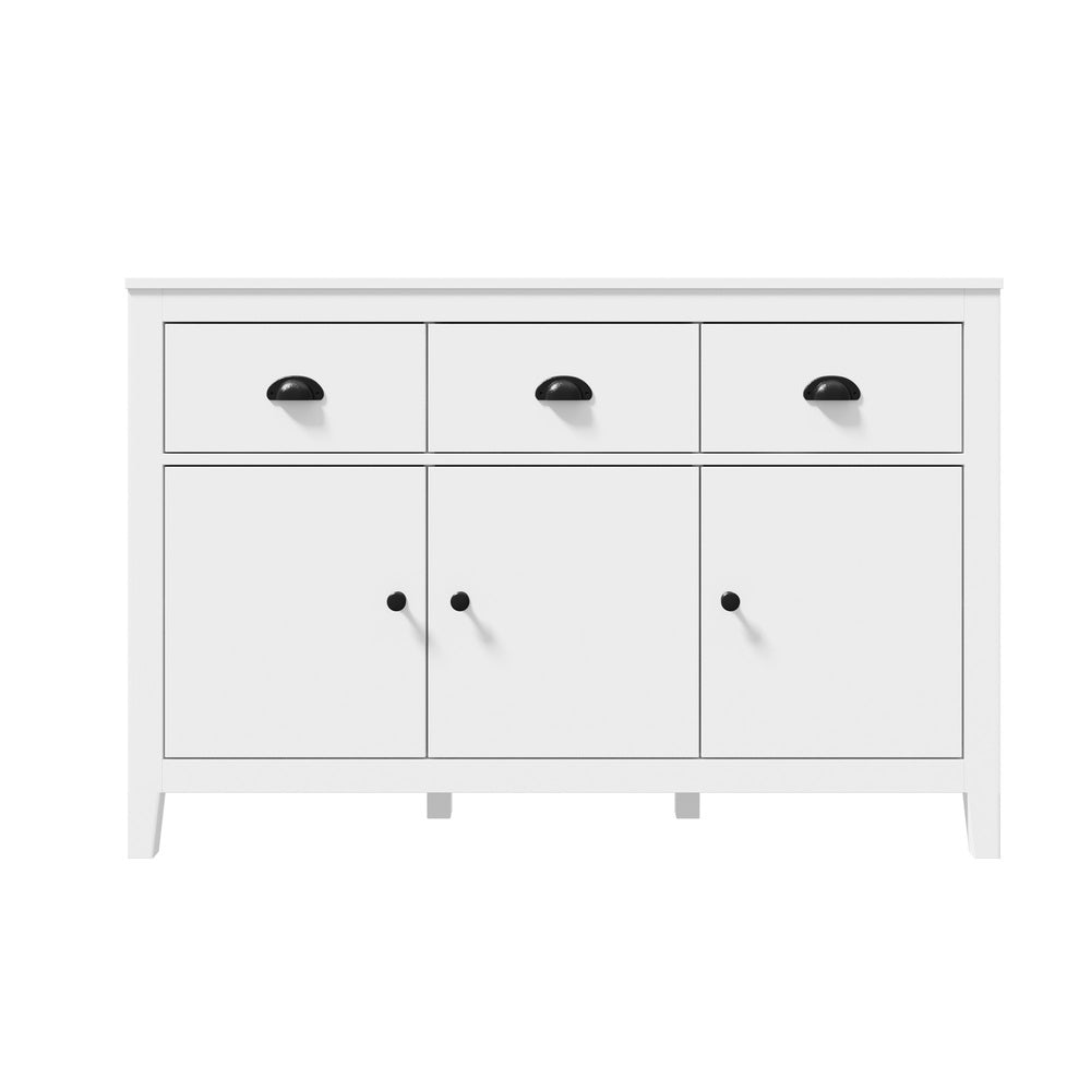 Oikiture Sideboard Buffet Storage Cabinet 3 Doors Cupboard Pantry Kitchen White-Sideboard-PEROZ Accessories