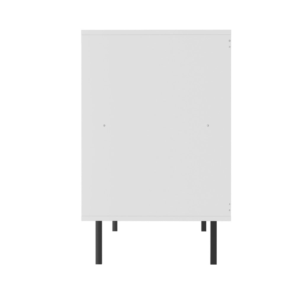 Oikiture Sideboard Buffet Tempered Glass Door 2 Drawers White-Sideboard-PEROZ Accessories