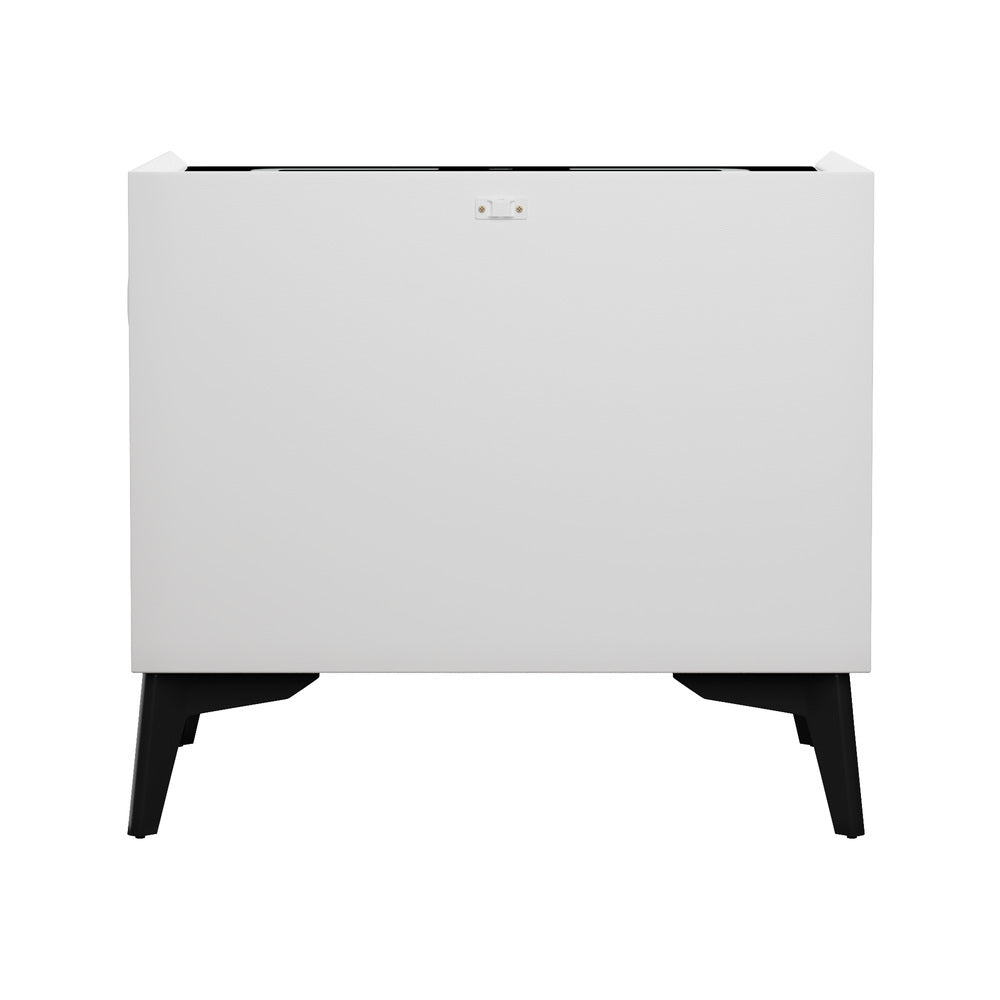 Oikiture Smart Bedside Table LED Wireless Charging 2 Drawers White-Bedside Table-PEROZ Accessories