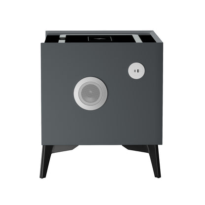 Oikiture Smart Bedside Table Wireless Charging LED 2 Drawers Grey-Bedside Table-PEROZ Accessories