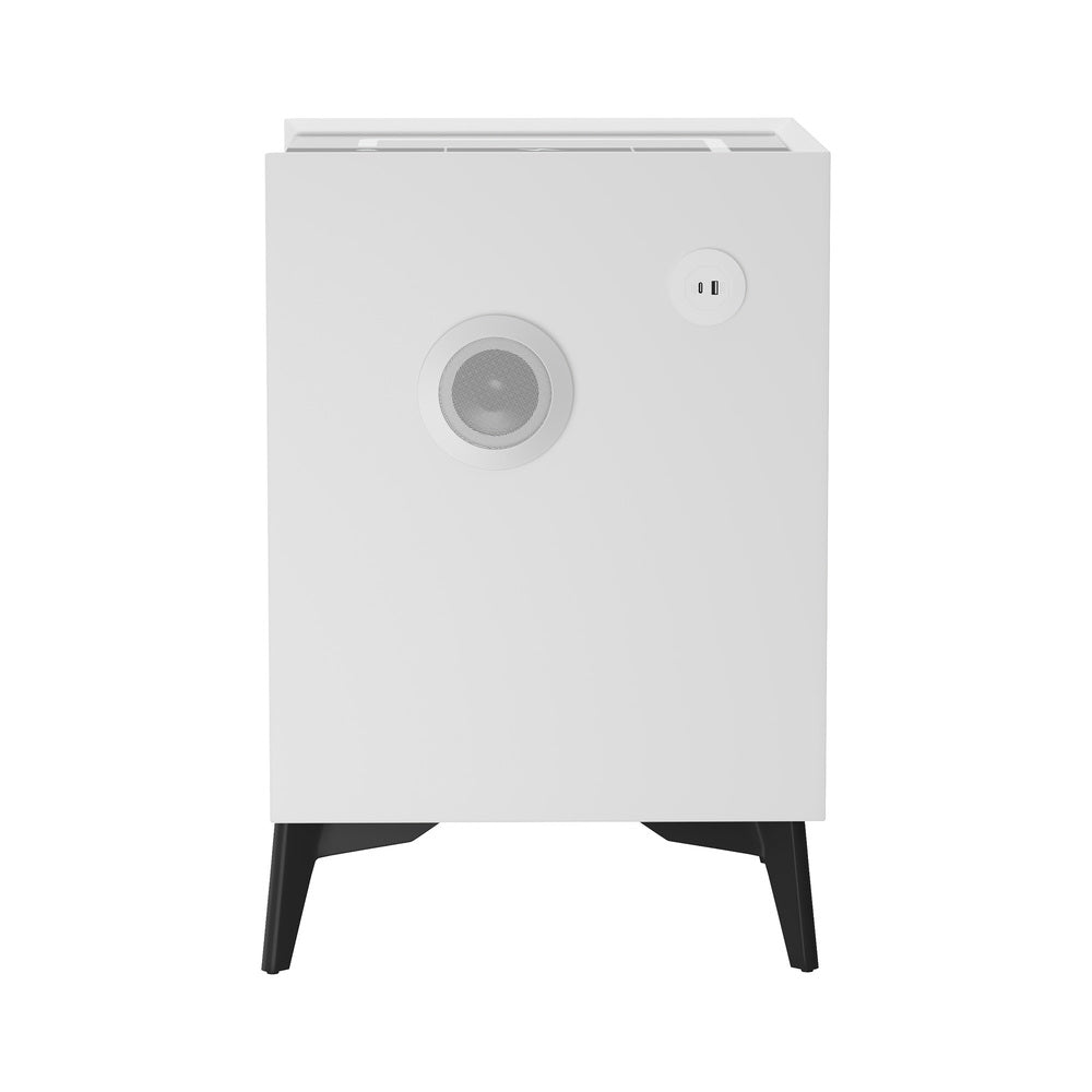 Oikiture Smart Bedside Table Wireless Charging LED 3 Drawers White-Bedside Table-PEROZ Accessories