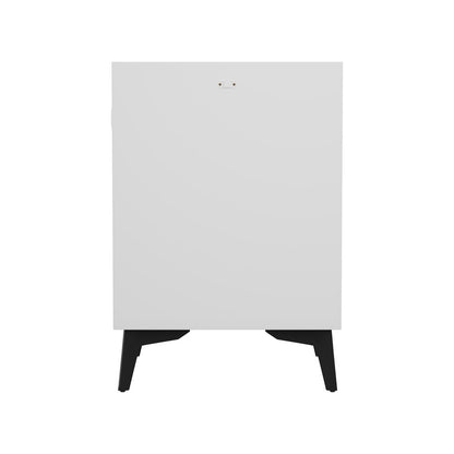 Oikiture Smart Bedside Table Wireless Charging LED 3 Drawers White-Bedside Table-PEROZ Accessories