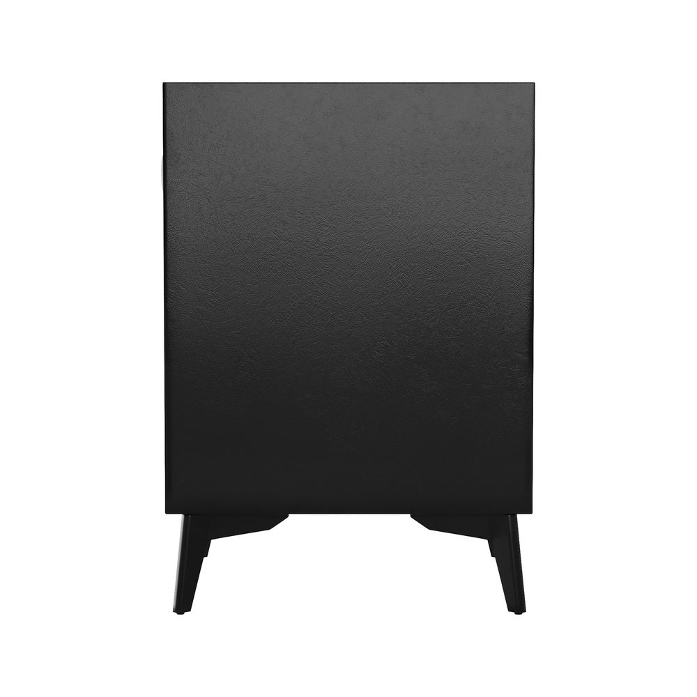 Oikiture Smart Bedside Table Wireless Charging LED Lights 3 Drawers Black-Bedside Tables-PEROZ Accessories