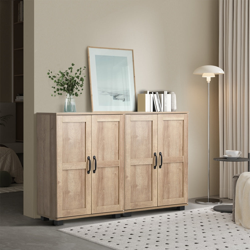 Oikiture Storage Cabinet Buffet Sideboard 2 Door Natural-Storage Cabinet-PEROZ Accessories