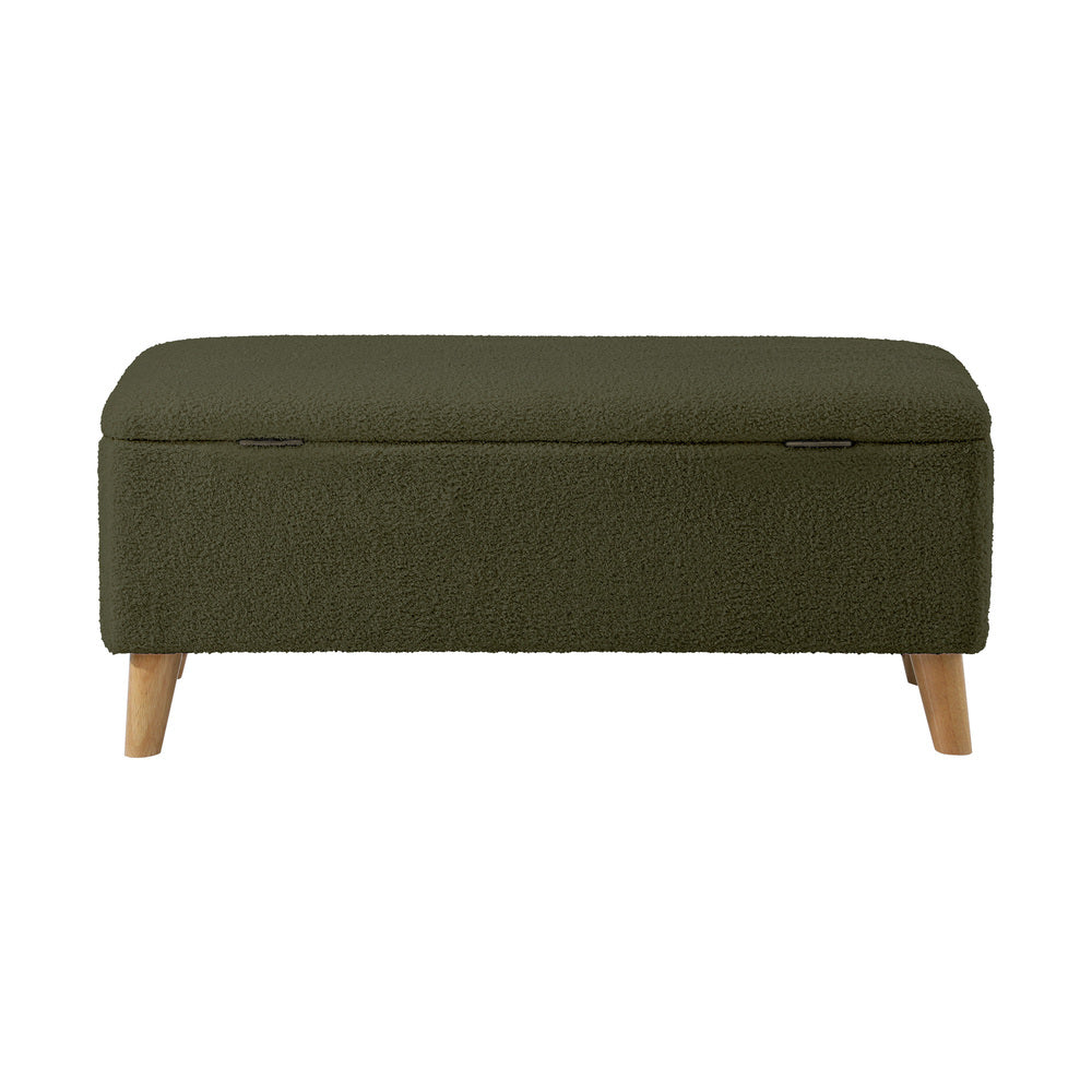 Oikiture Storage Ottoman Blanket Box Chest Toy Foot Stool Sherpa Green-Ottoman-PEROZ Accessories
