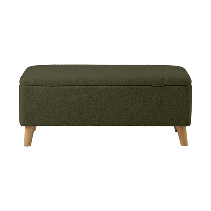 Oikiture Storage Ottoman Blanket Box Chest Toy Foot Stool Sherpa Green-Ottoman-PEROZ Accessories