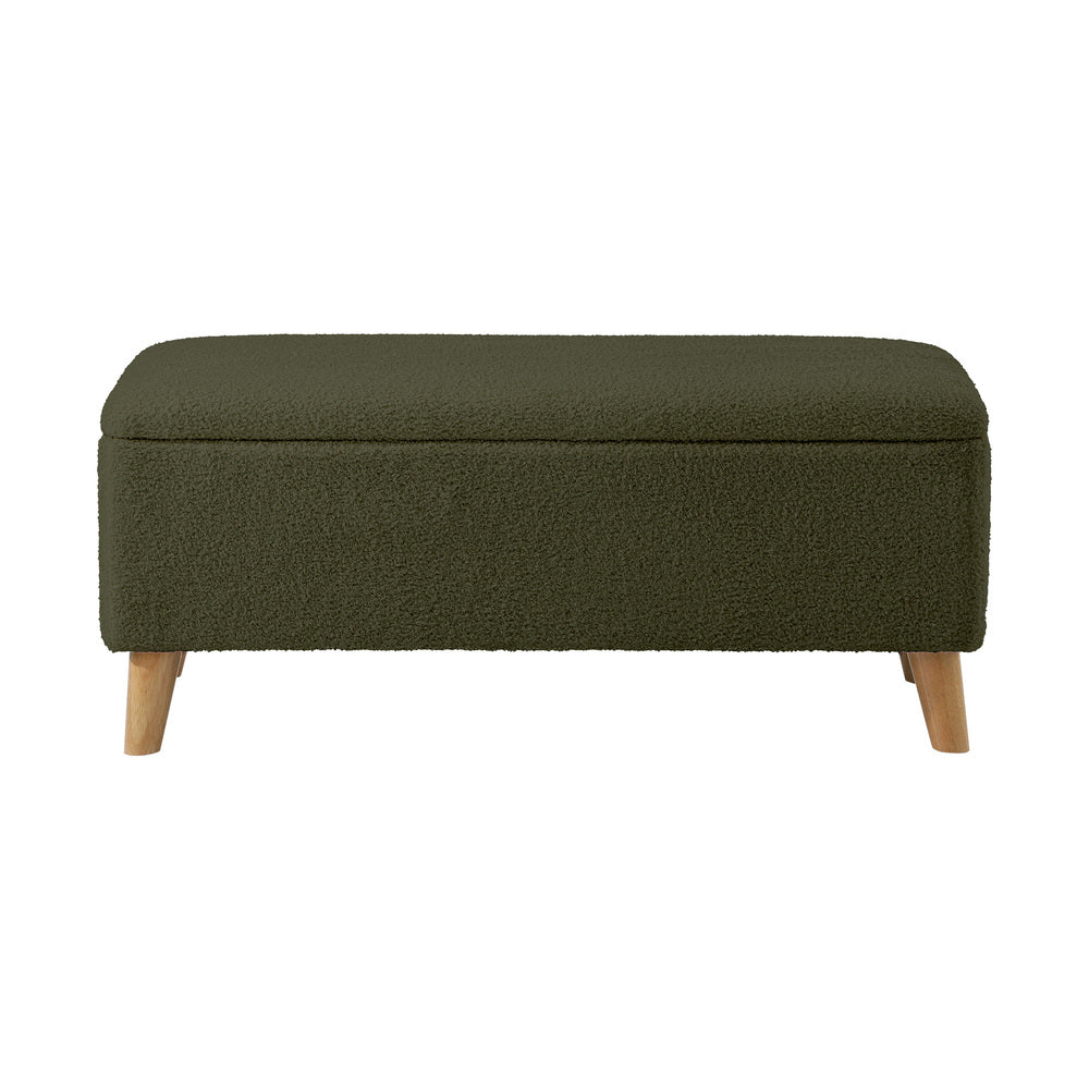 Oikiture Storage Ottoman Blanket Box Chest Toy Foot Stool Sherpa Green-Ottoman-PEROZ Accessories