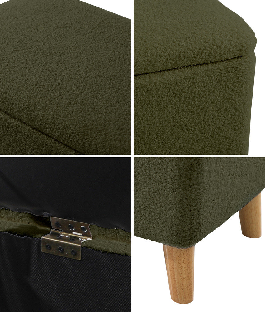 Oikiture Storage Ottoman Blanket Box Chest Toy Foot Stool Sherpa Green-Ottoman-PEROZ Accessories