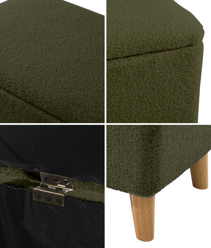 Oikiture Storage Ottoman Blanket Box Chest Toy Foot Stool Sherpa Green-Ottoman-PEROZ Accessories