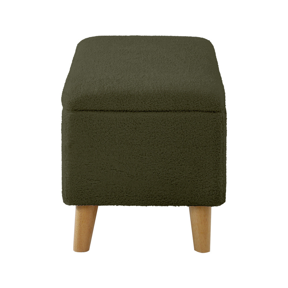 Oikiture Storage Ottoman Blanket Box Chest Toy Foot Stool Sherpa Green-Ottoman-PEROZ Accessories