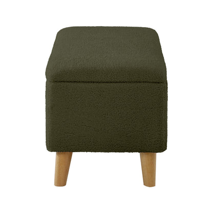Oikiture Storage Ottoman Blanket Box Chest Toy Foot Stool Sherpa Green-Ottoman-PEROZ Accessories