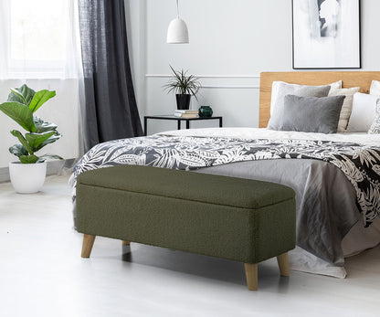 Oikiture Storage Ottoman Blanket Box Chest Toy Foot Stool Sherpa Green-Ottoman-PEROZ Accessories