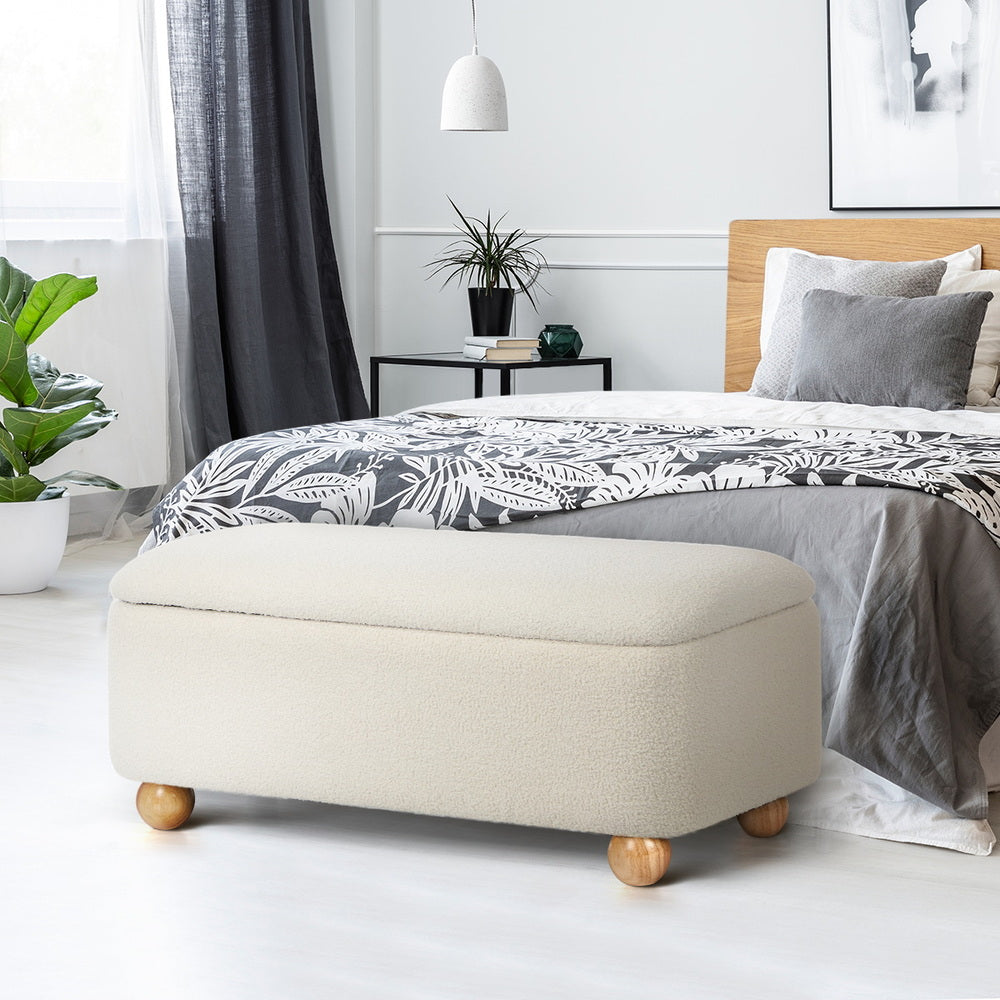 Oikiture Storage Ottoman Blanket Box Teddy Stool Bench-Ottoman-PEROZ Accessories