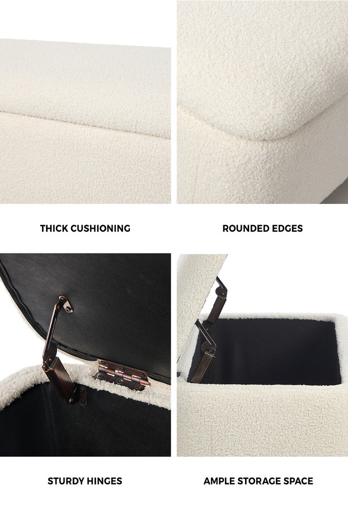 Oikiture Storage Ottoman Blanket Box Teddy Stool Bench-Ottoman-PEROZ Accessories