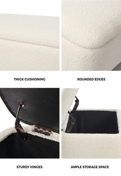 Oikiture Storage Ottoman Blanket Box Teddy Stool Bench-Ottoman-PEROZ Accessories