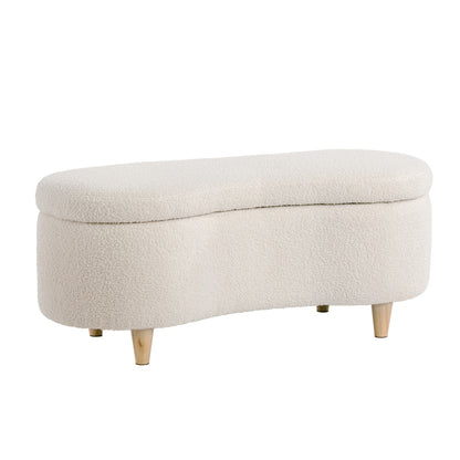 Oikiture Storage Ottoman Cashew Foot Stool Teddy Boucle Chest Bench-Ottoman-PEROZ Accessories