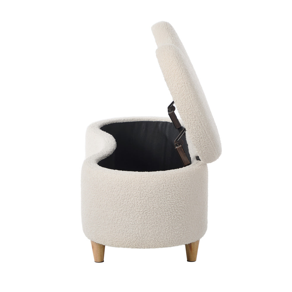 Oikiture Storage Ottoman Cashew Foot Stool Teddy Boucle Chest Bench-Ottoman-PEROZ Accessories