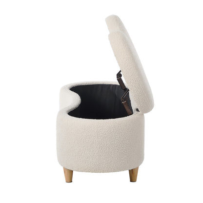 Oikiture Storage Ottoman Cashew Foot Stool Teddy Boucle Chest Bench-Ottoman-PEROZ Accessories