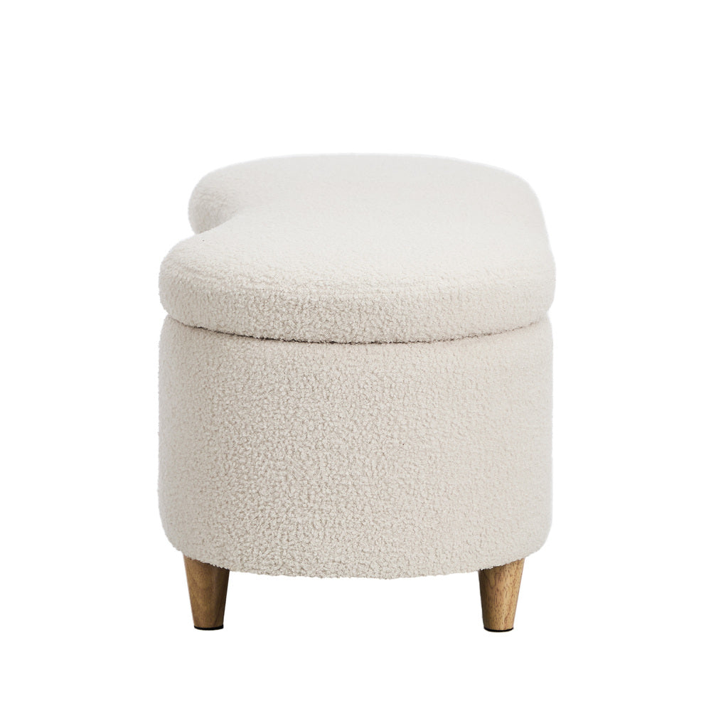 Oikiture Storage Ottoman Cashew Foot Stool Teddy Boucle Chest Bench-Ottoman-PEROZ Accessories