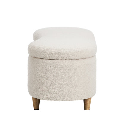 Oikiture Storage Ottoman Cashew Foot Stool Teddy Boucle Chest Bench-Ottoman-PEROZ Accessories