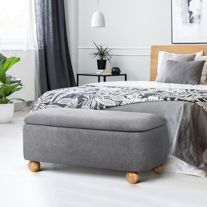 Oikiture Storage Ottoman Foot Stool Linen Couch Bench Blanket Box-Ottoman-PEROZ Accessories