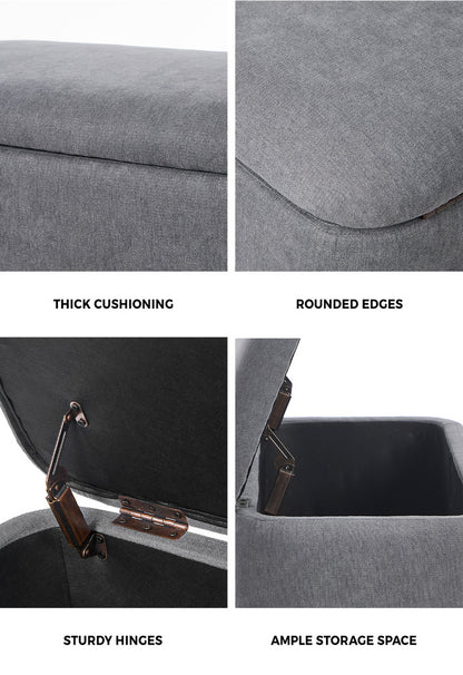 Oikiture Storage Ottoman Foot Stool Linen Couch Bench Blanket Box-Ottoman-PEROZ Accessories
