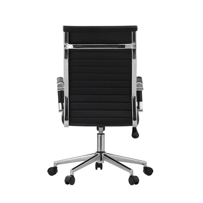 Oikiture Swivel Office Chair High Back Leather Black-Office Chair-PEROZ Accessories