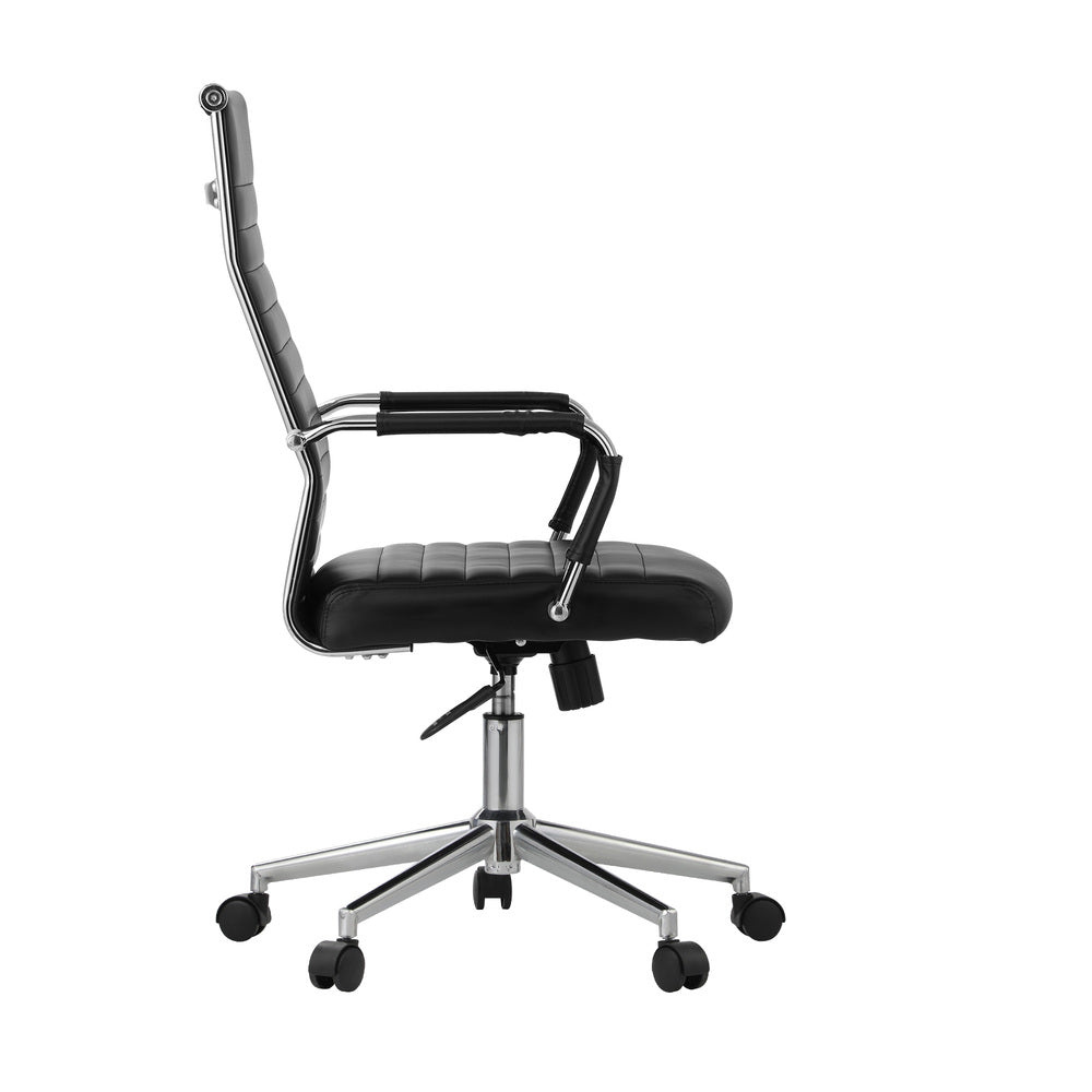 Oikiture Swivel Office Chair High Back Leather Black-Office Chair-PEROZ Accessories