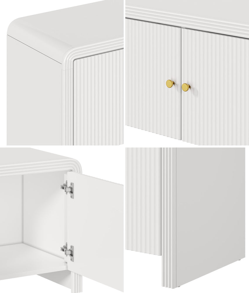 Oikiture TV Cabinet Entertainment Unit Stand 160cm Fluted Doors-Entertainment Unit-PEROZ Accessories