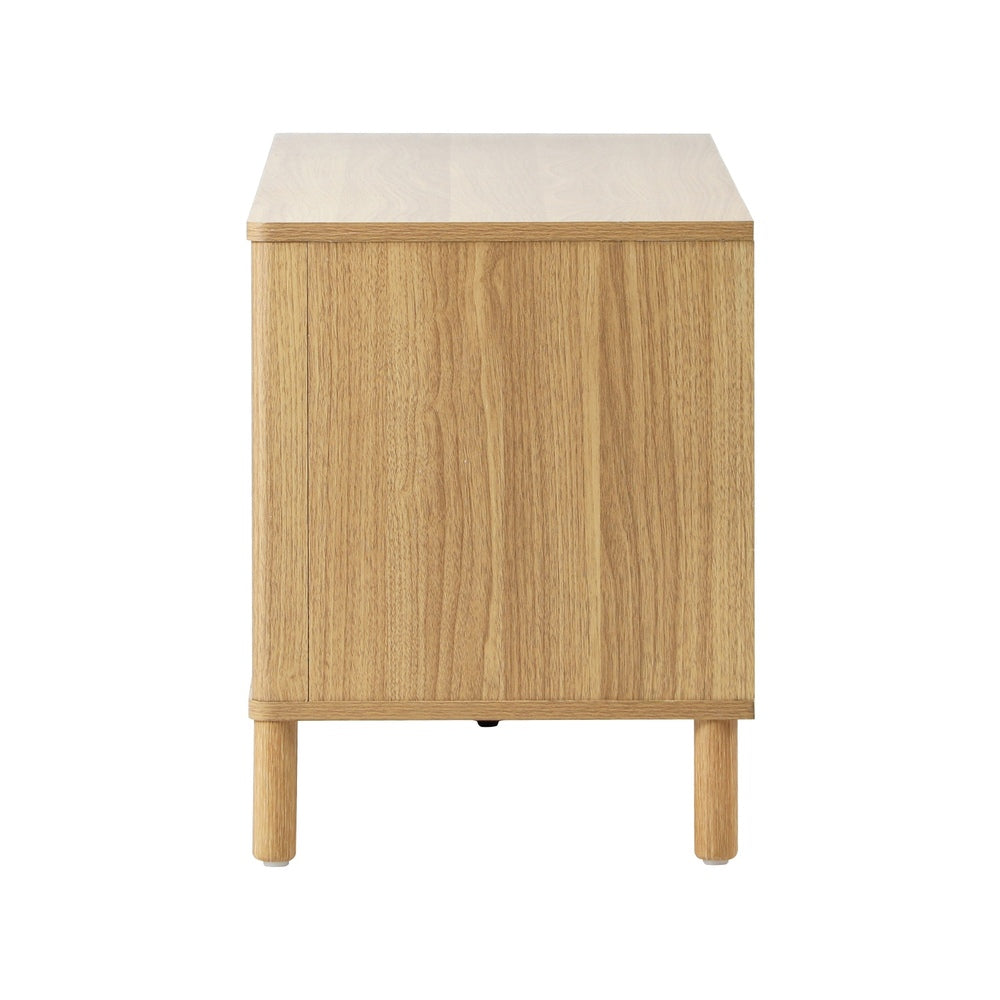 Oikiture TV Cabinet Entertainment Unit Stand 160cm Rattan Doors Natural-Entertainment Units-PEROZ Accessories