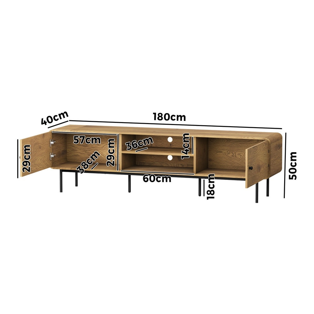 Oikiture TV Cabinet Entertainment Unit Stand 180cm Oak-Entertainment Units-PEROZ Accessories