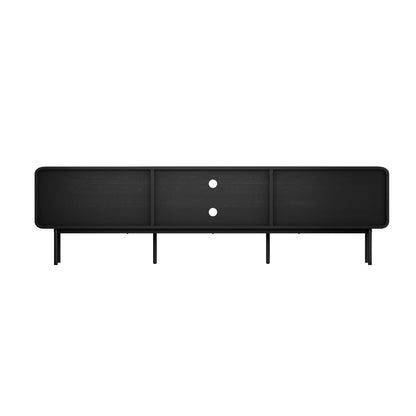 Oikiture TV Cabinet Entertainment Unit Stand 180cm Wooden Black-Entertainment Units-PEROZ Accessories