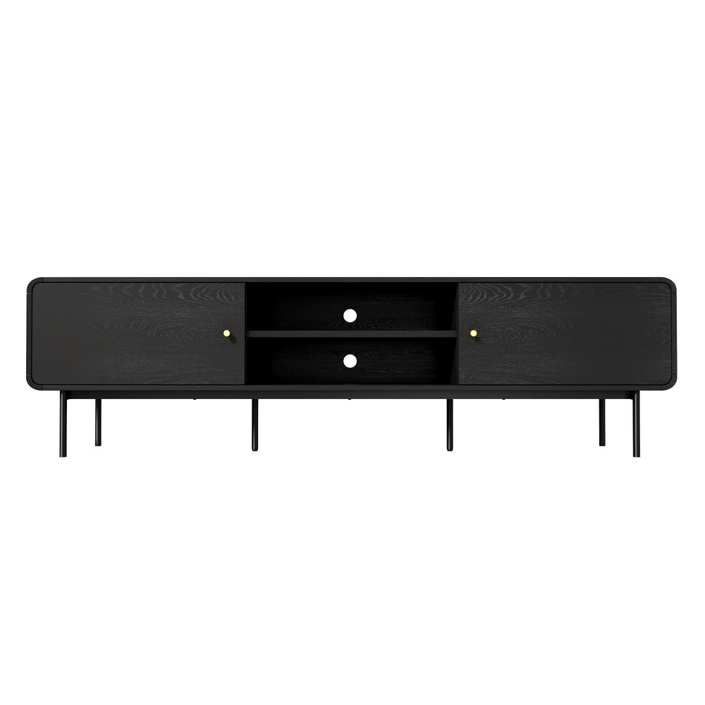 Oikiture TV Cabinet Entertainment Unit Stand 180cm Wooden Black-Entertainment Units-PEROZ Accessories