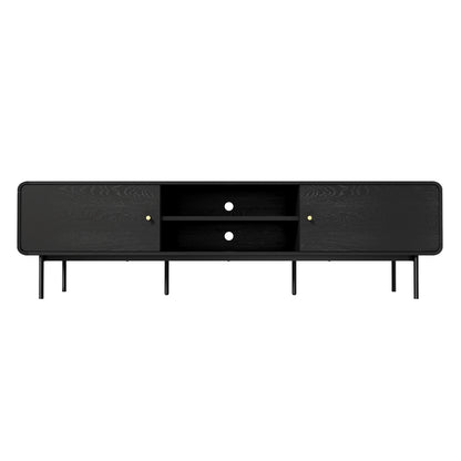 Oikiture TV Cabinet Entertainment Unit Stand 180cm Wooden Black-Entertainment Units-PEROZ Accessories