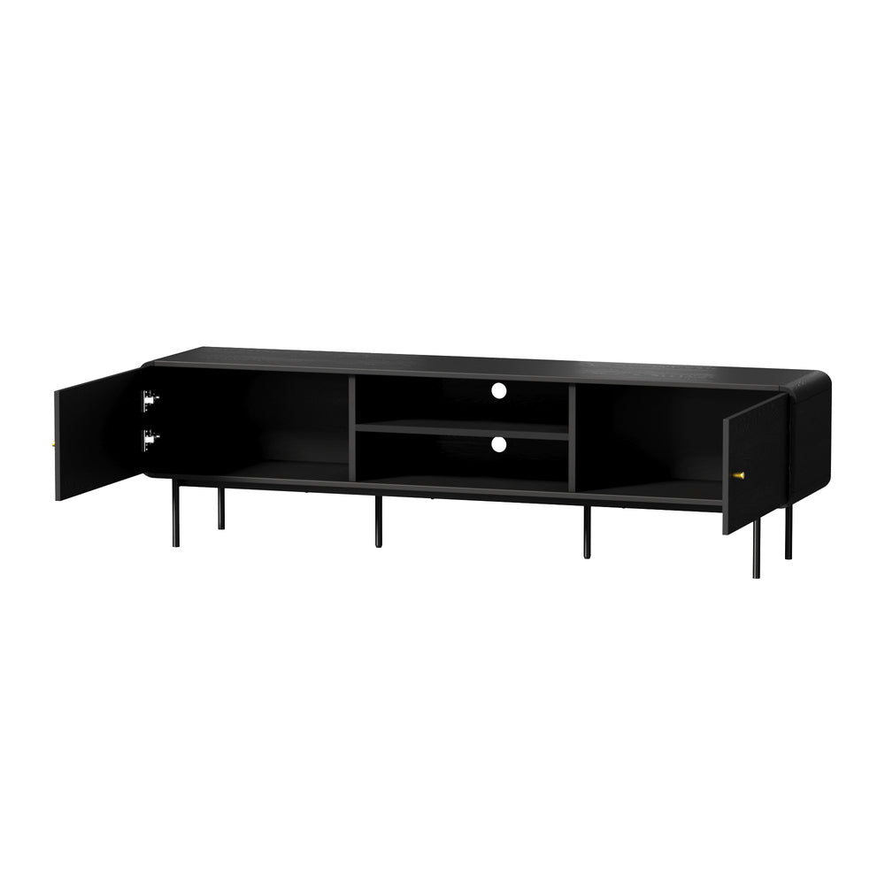Oikiture TV Cabinet Entertainment Unit Stand 180cm Wooden Black-Entertainment Units-PEROZ Accessories