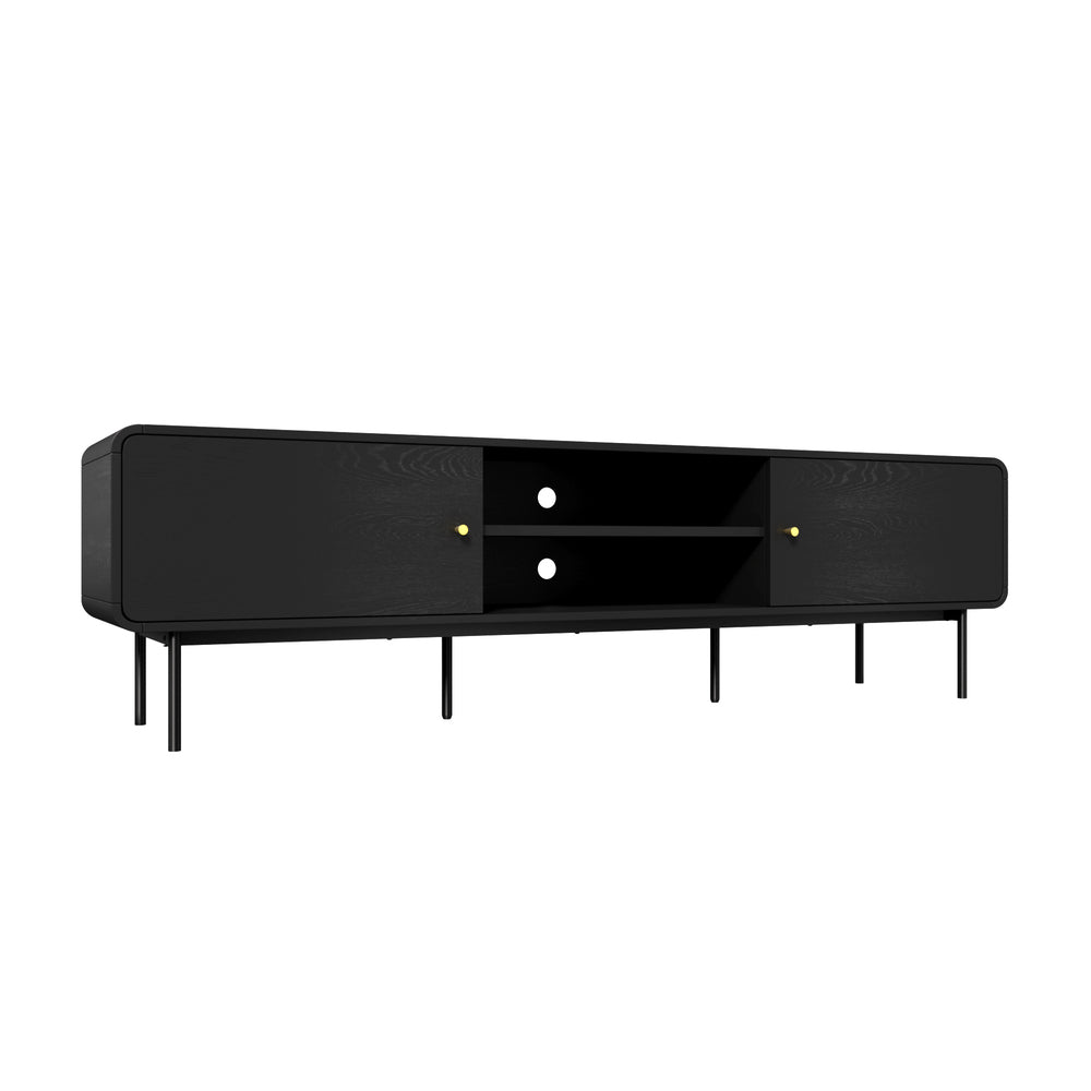 Oikiture TV Cabinet Entertainment Unit Stand 180cm Wooden Black-Entertainment Units-PEROZ Accessories