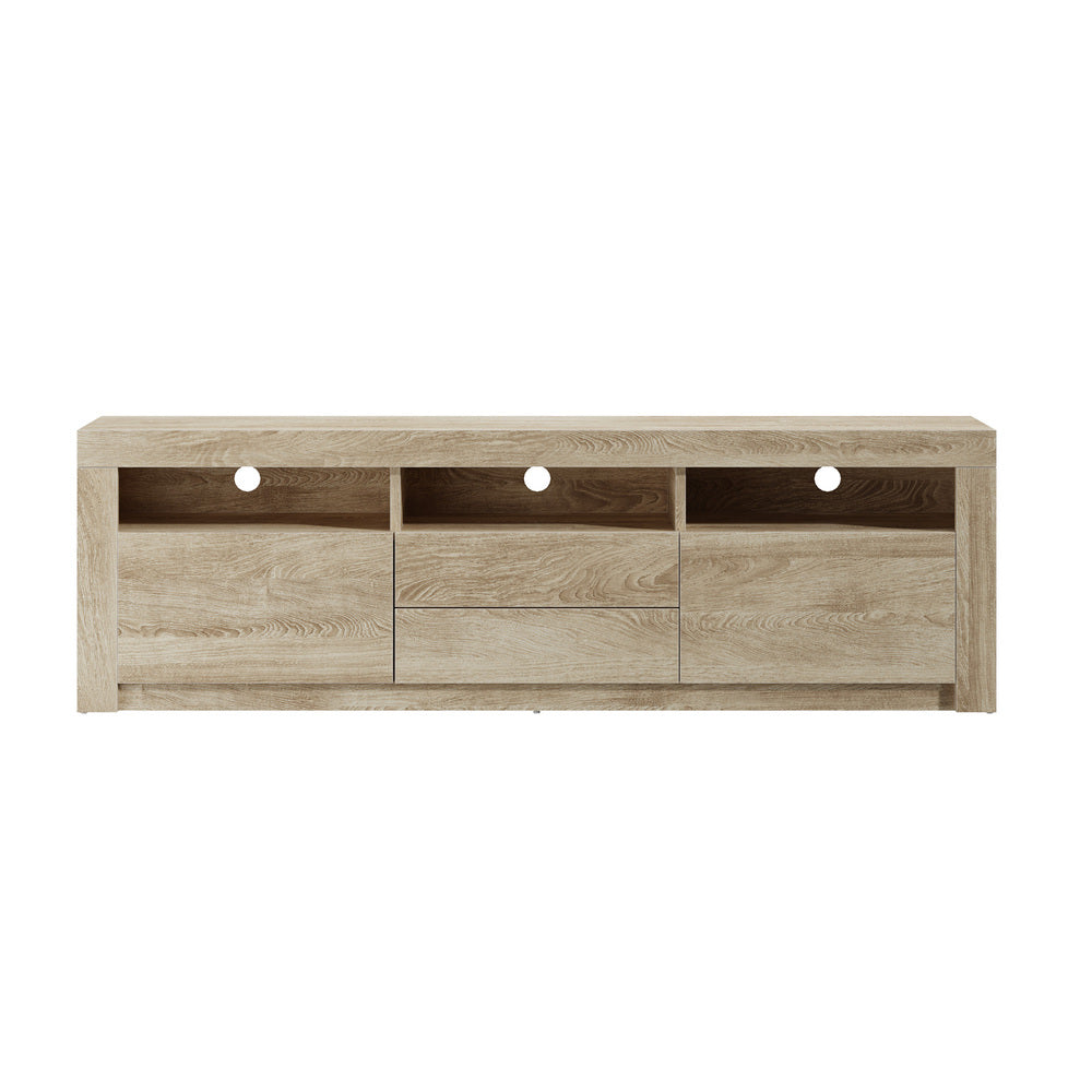 Oikiture TV Cabinet Entertainment Unit Stand RGB LED Oak 180cm-Entertainment Unit-PEROZ Accessories