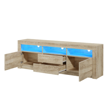 Oikiture TV Cabinet Entertainment Unit Stand RGB LED Oak 180cm-Entertainment Unit-PEROZ Accessories