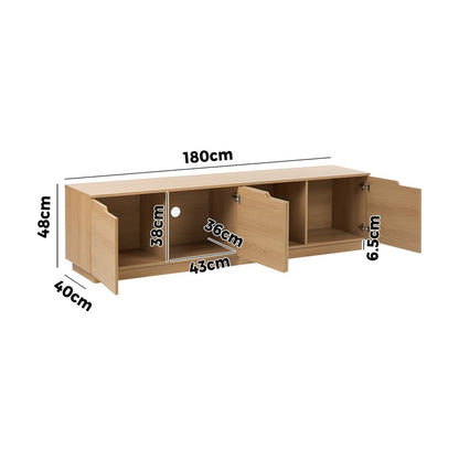 Oikiture TV Cabinet Entertainment Unit Wooden Storage Shelf 180cm-Entertainment Unit-PEROZ Accessories