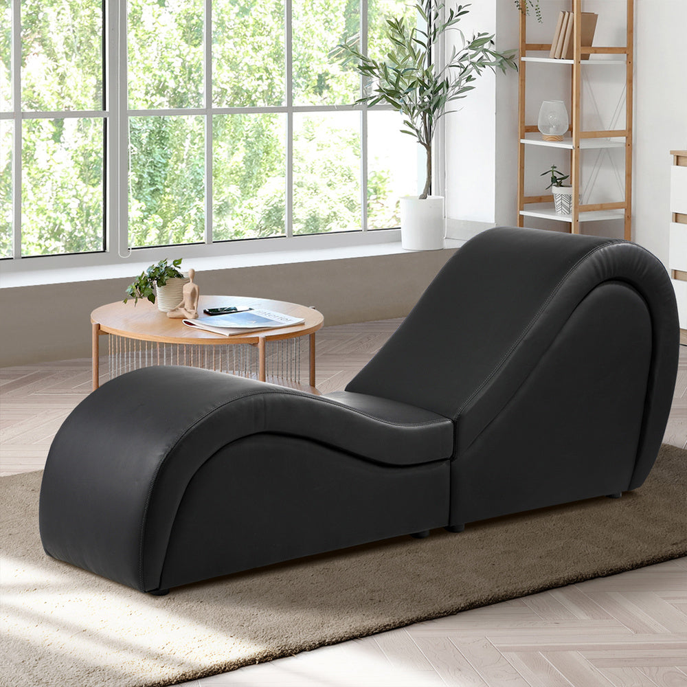 Oikiture Tantra Sofa Love Seat Chaise Lounge Couples Yoga Bed Black-Sofa-PEROZ Accessories
