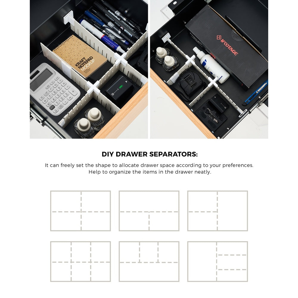 Oikiture Under Desk Drawer with 2 Drawers Dividers Natural and Black-Desk Drawers-PEROZ Accessories