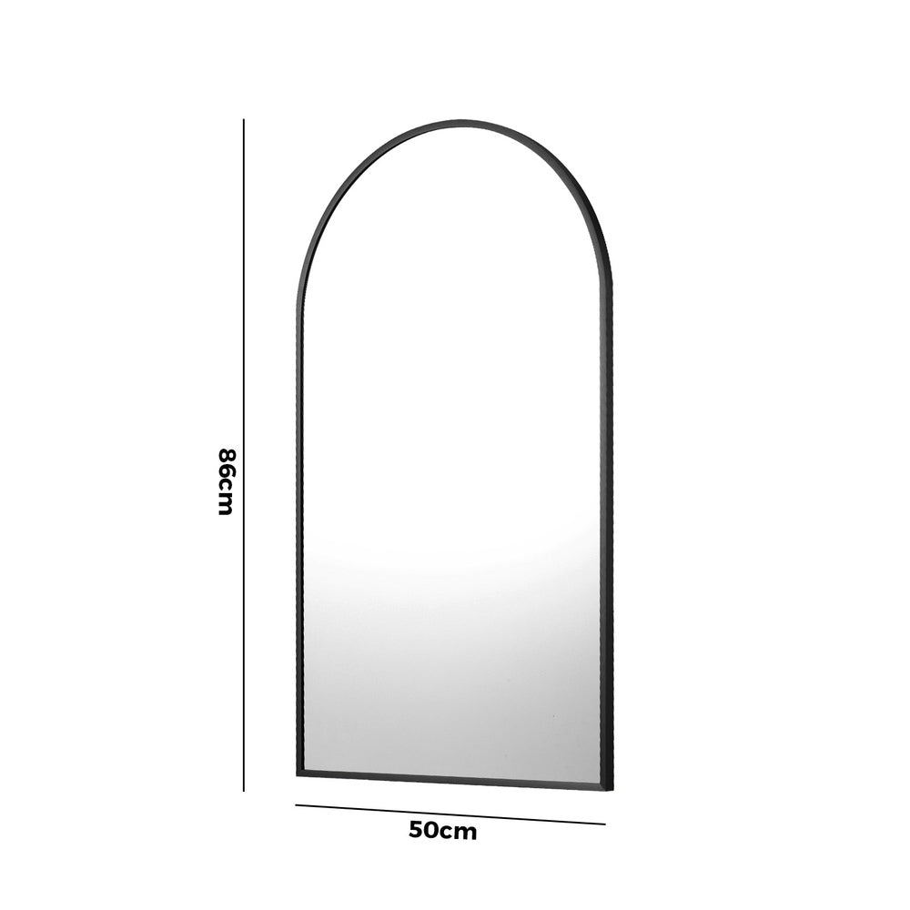 Oikiture Wall Mirror 86x50cm Arched Black-Wall Mirror-PEROZ Accessories