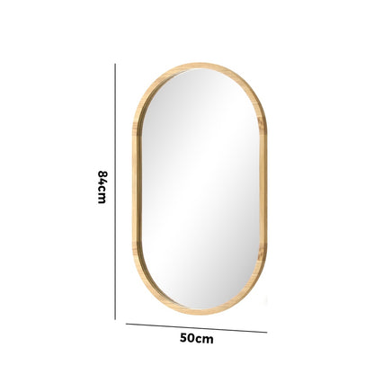 Oikiture Wall Mirror Oval Wooden 84x50cm-Wall Mirror-PEROZ Accessories